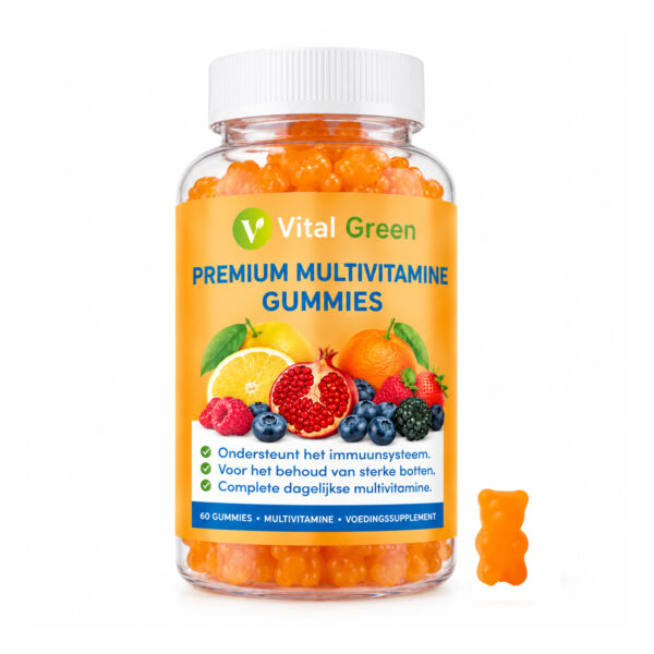 Vital Green Multivitamine Gummies pot – Vooraanzicht van verpakking (60 stuks)